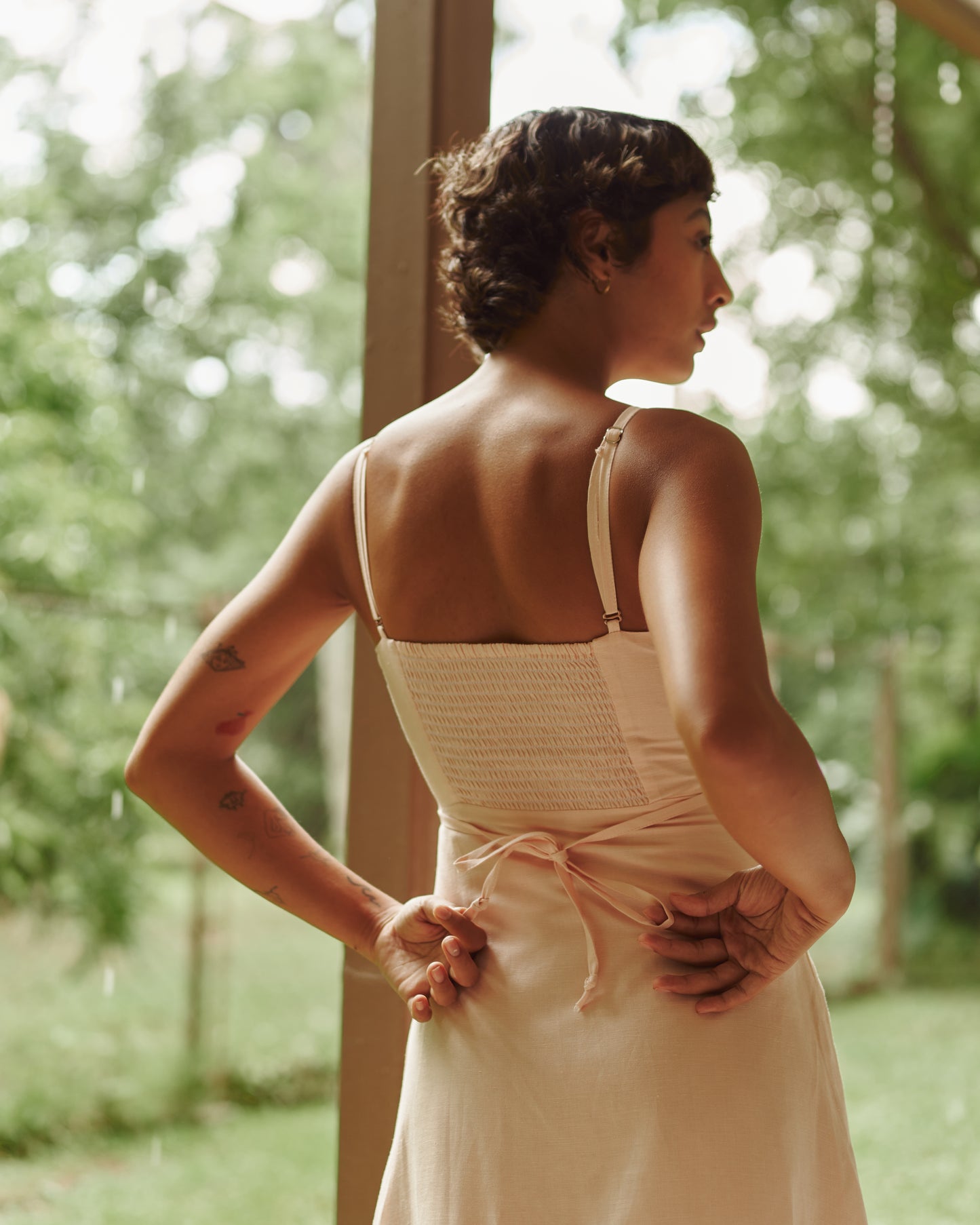 Gaia Linen Dress Blush