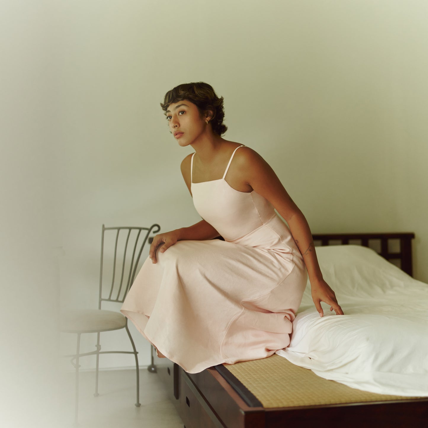 Gaia Linen Dress Blush