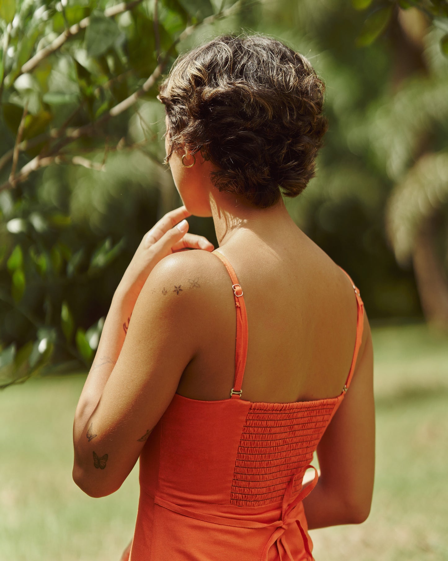 Gaia Linen Dress Tangerine
