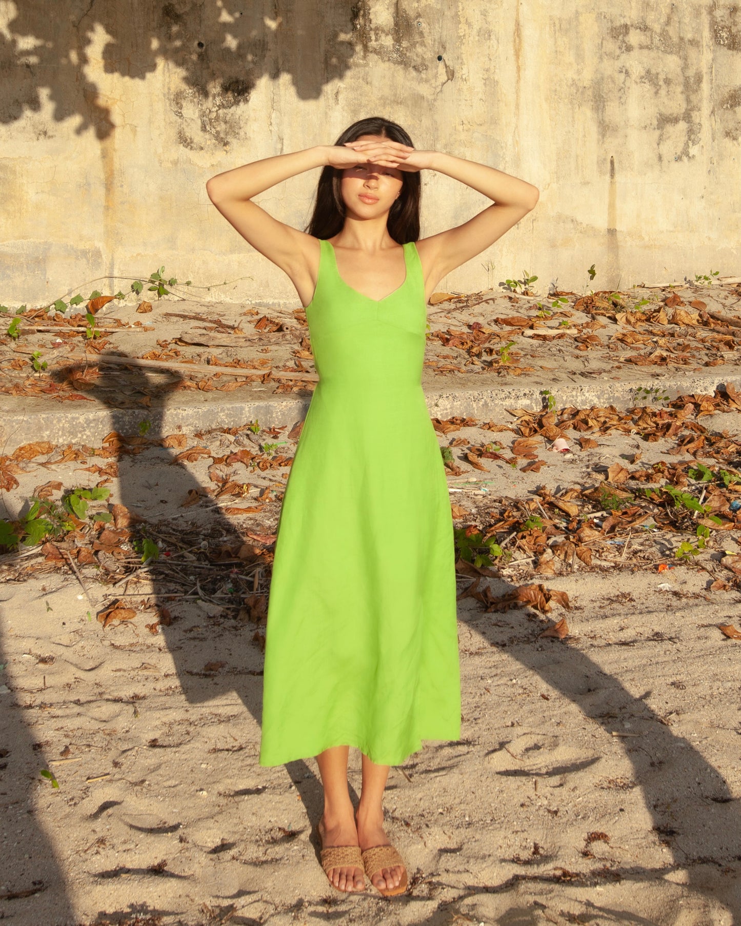 Daniella Linen Dress Fern