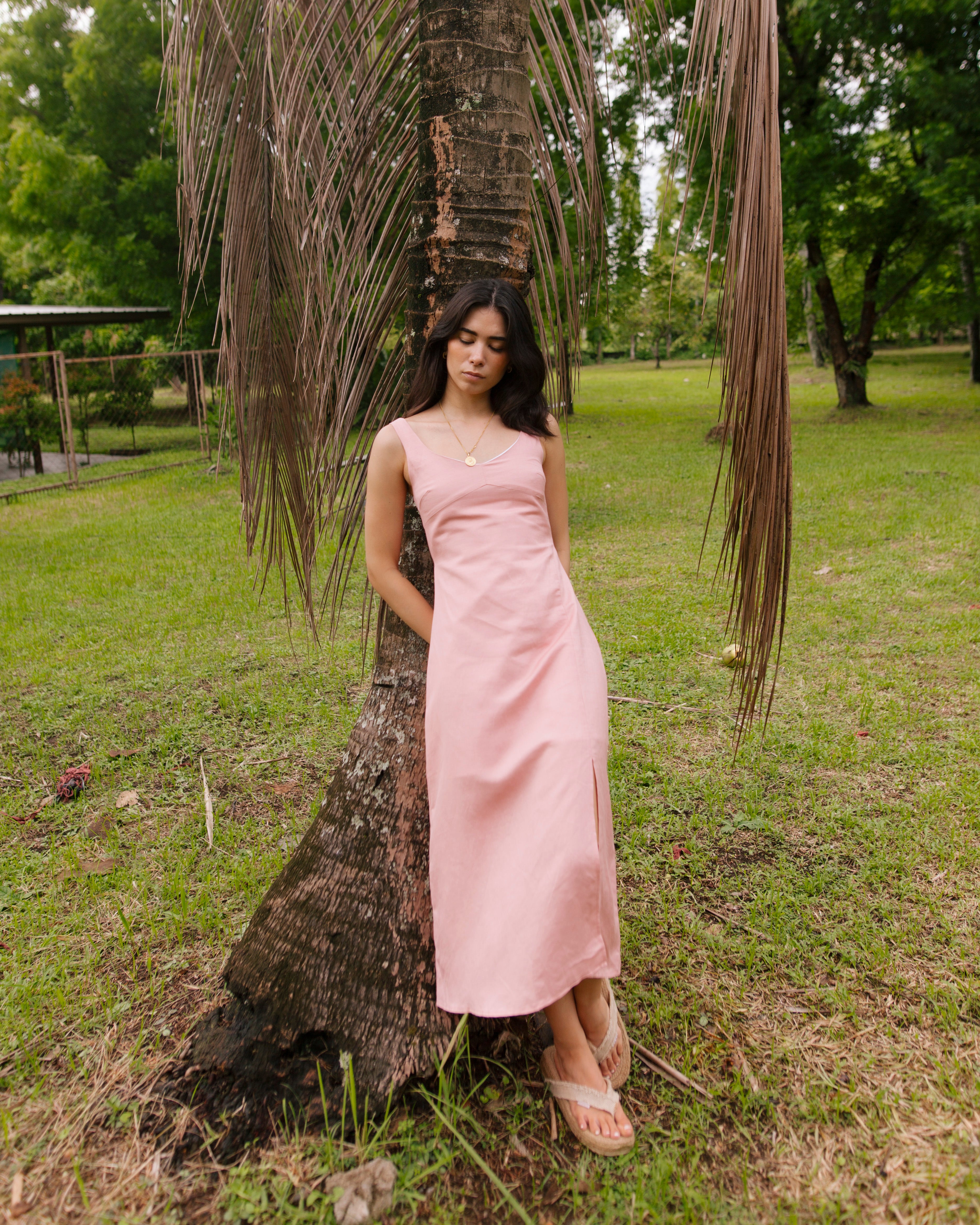 Daniella Linen Dress Peony