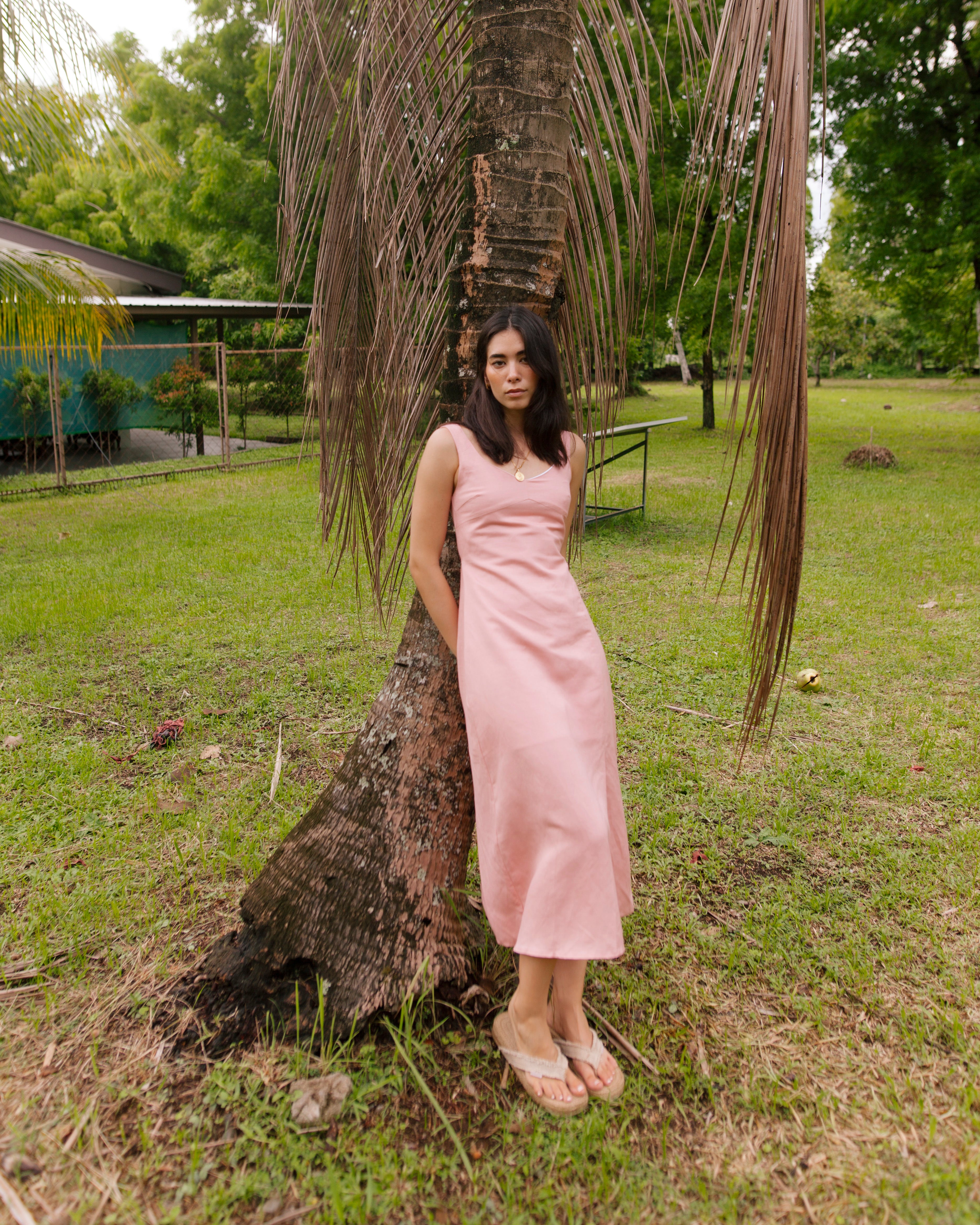 Daniella Linen Dress Peony