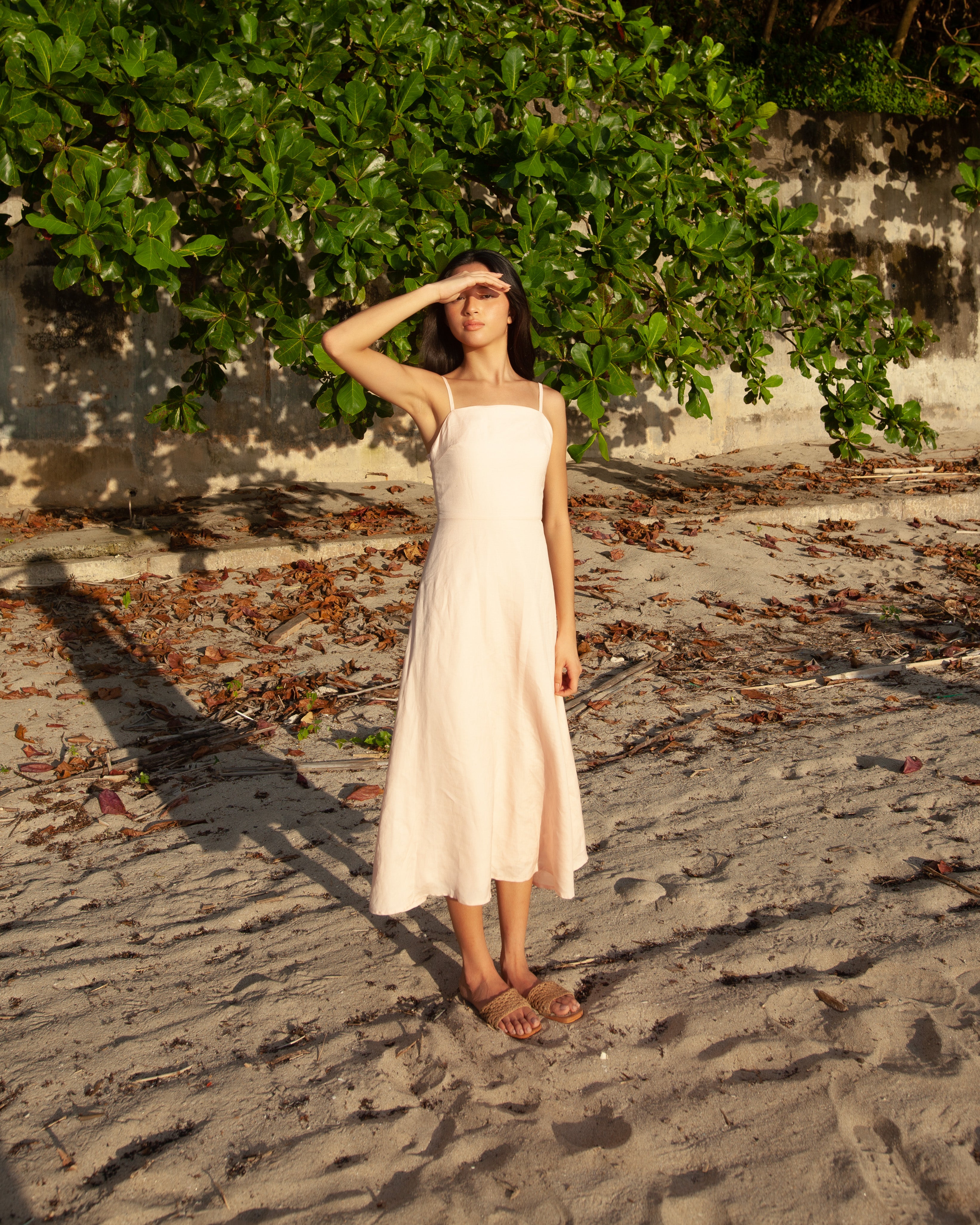 Gaia Linen Dress Blush (clearance)