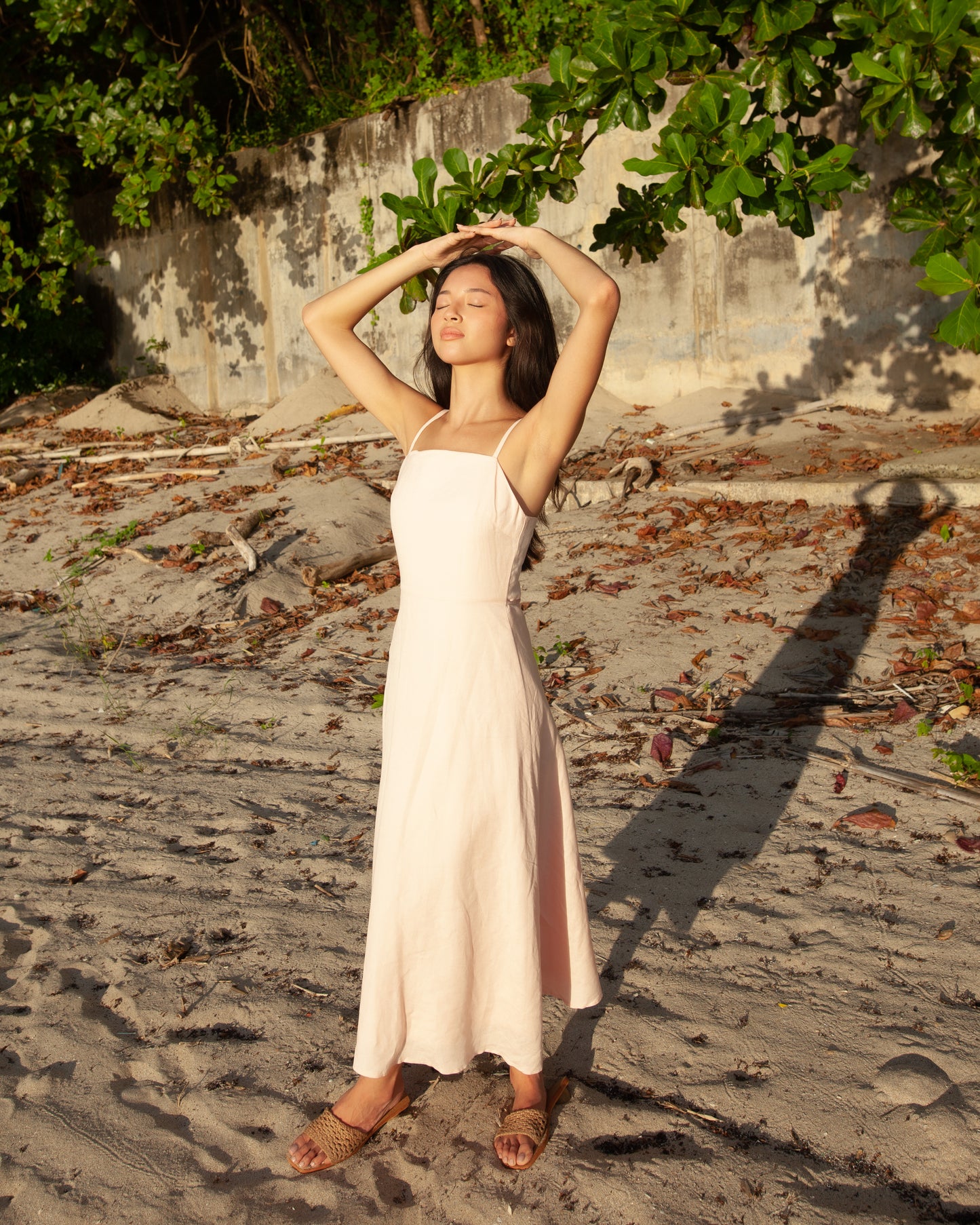 Gaia Linen Dress Blush (clearance)