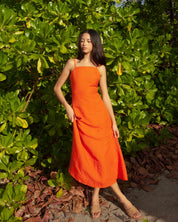 Gaia Linen Dress Tangerine (clearance)