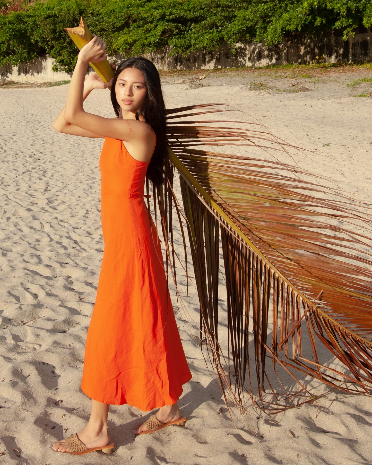 Gaia Linen Dress Tangerine
