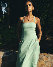 Solana Linen Dress Sea Foam (clearance)