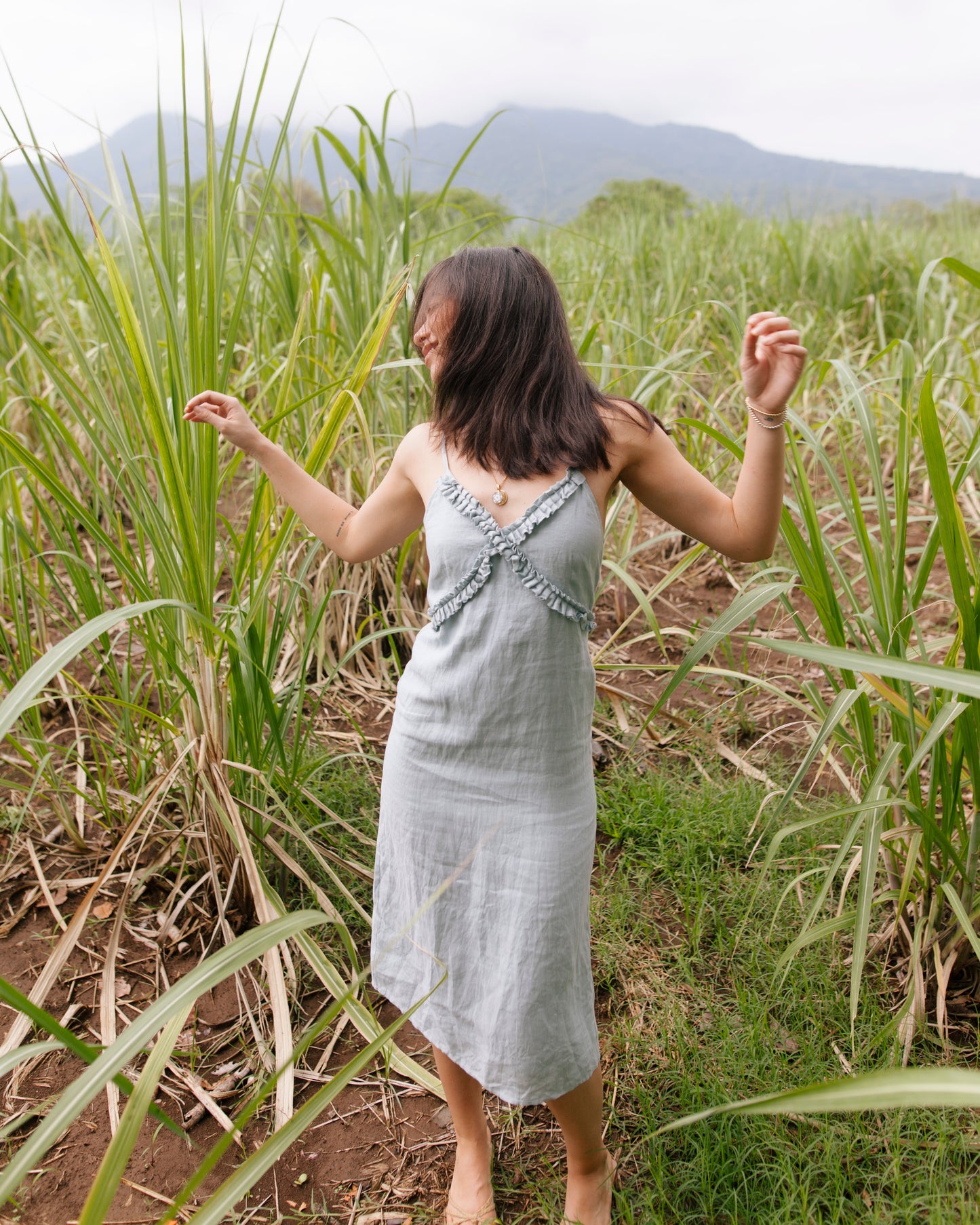 Leona Linen Dress Powder Blue