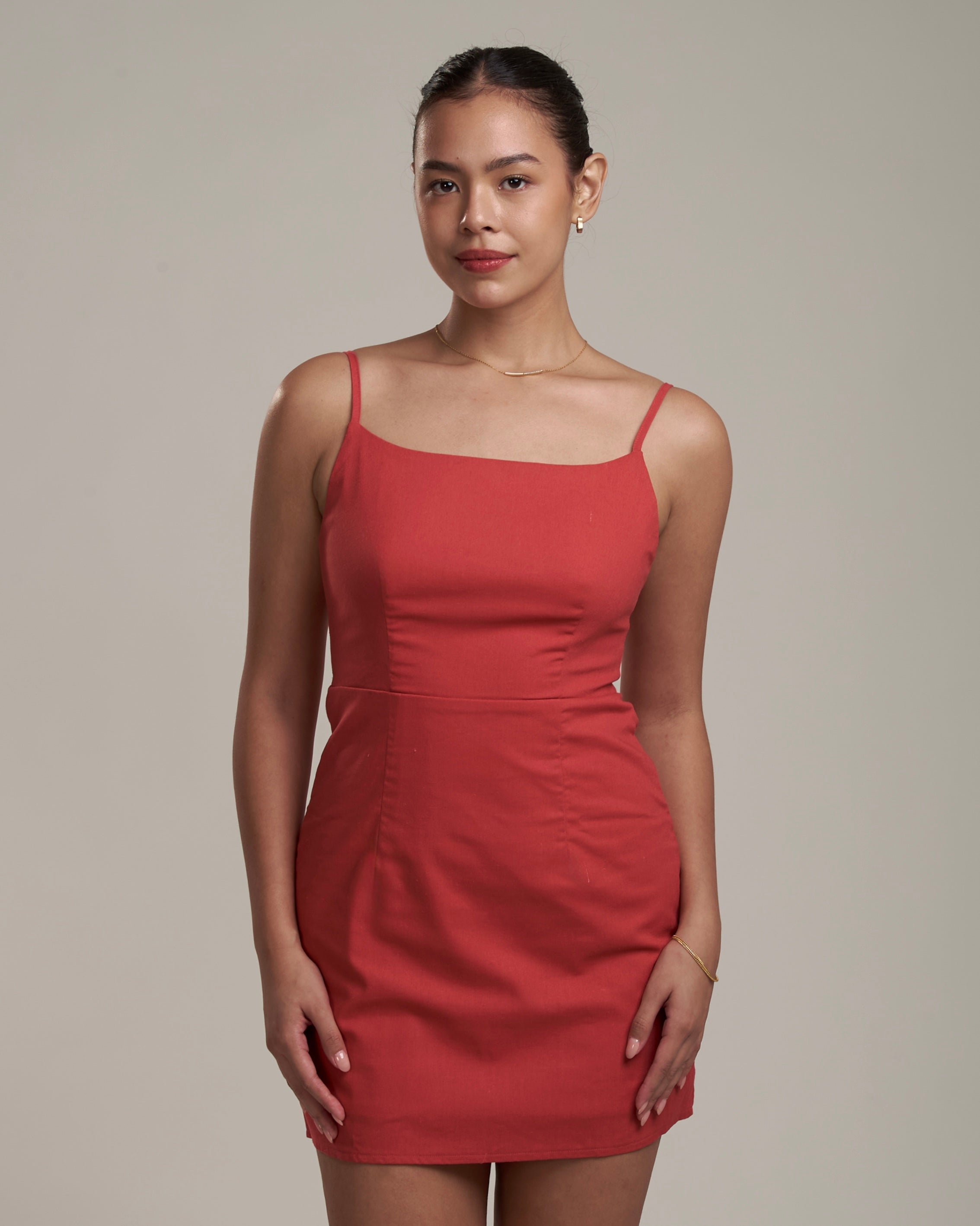 Tabitha Linen Dress Red