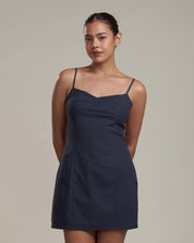 Alaria Linen Dress Denim Blue