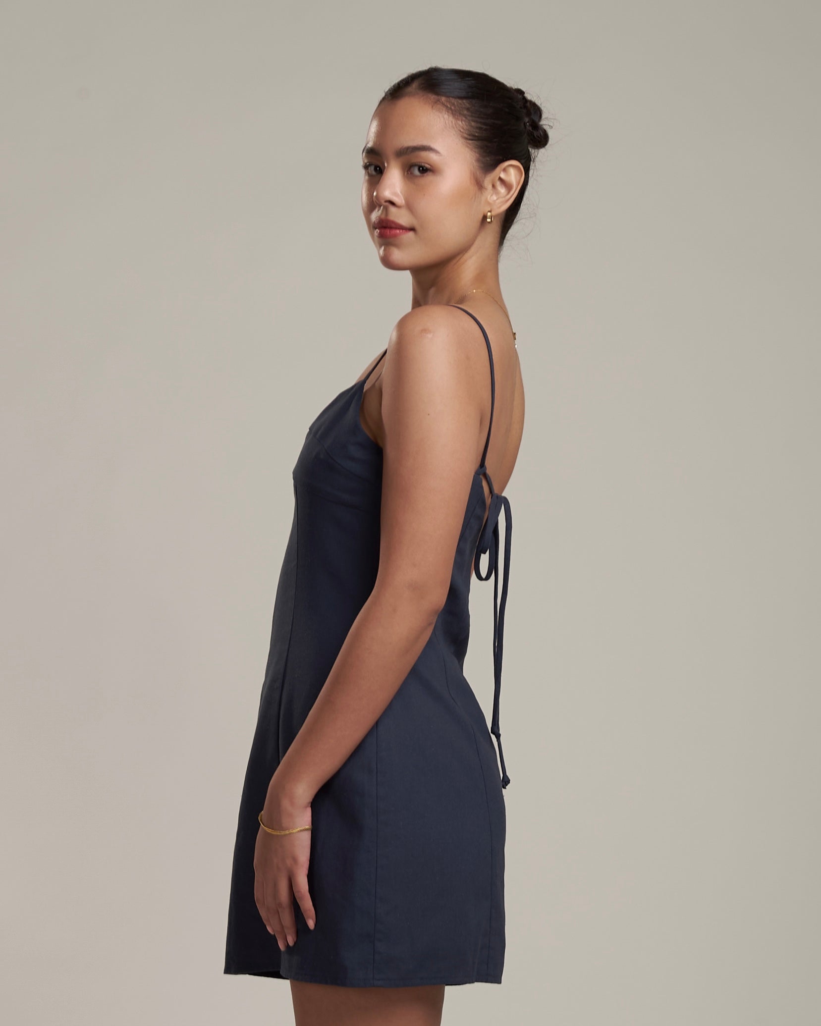 Alaria Linen Dress Denim Blue