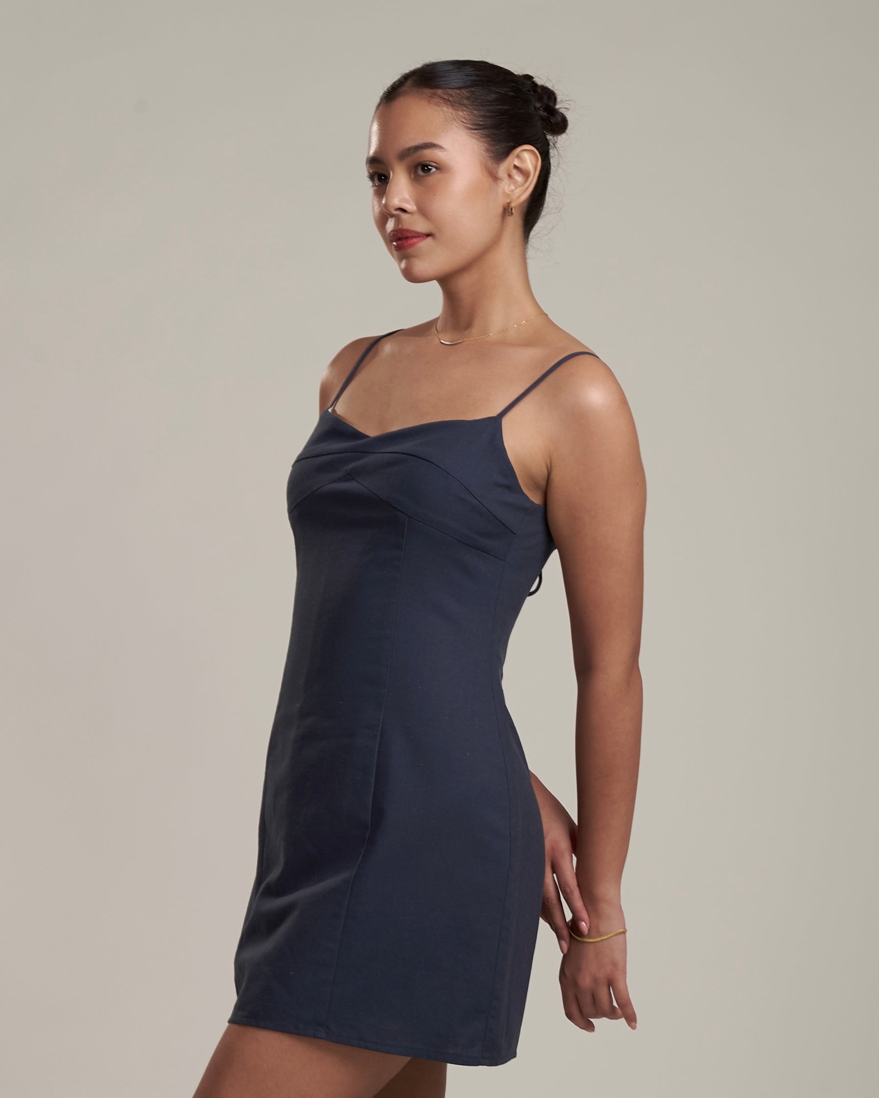 Alaria Linen Dress Denim Blue