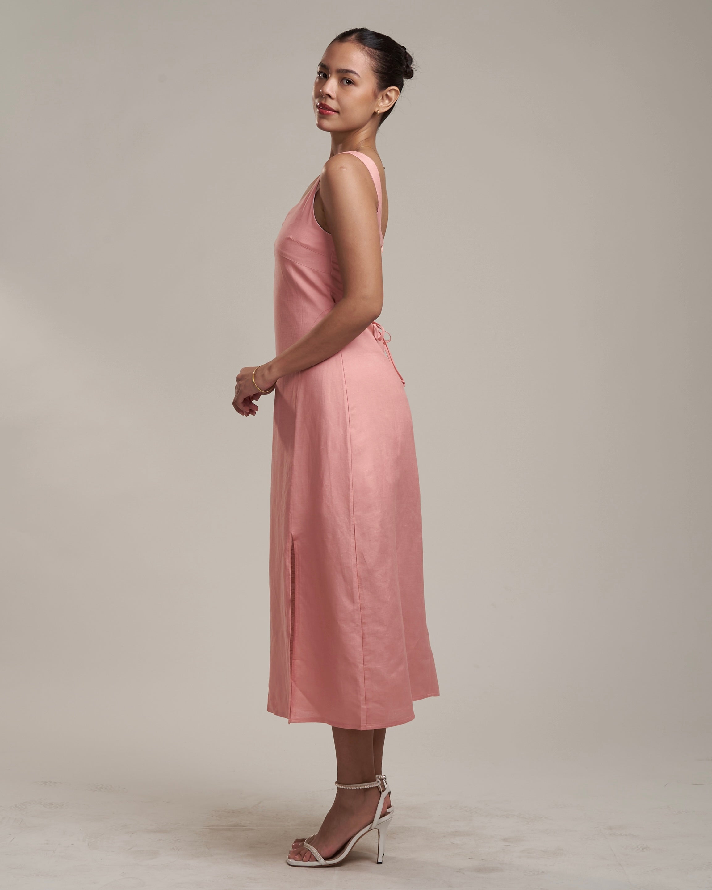 Daniella Linen Dress Peony