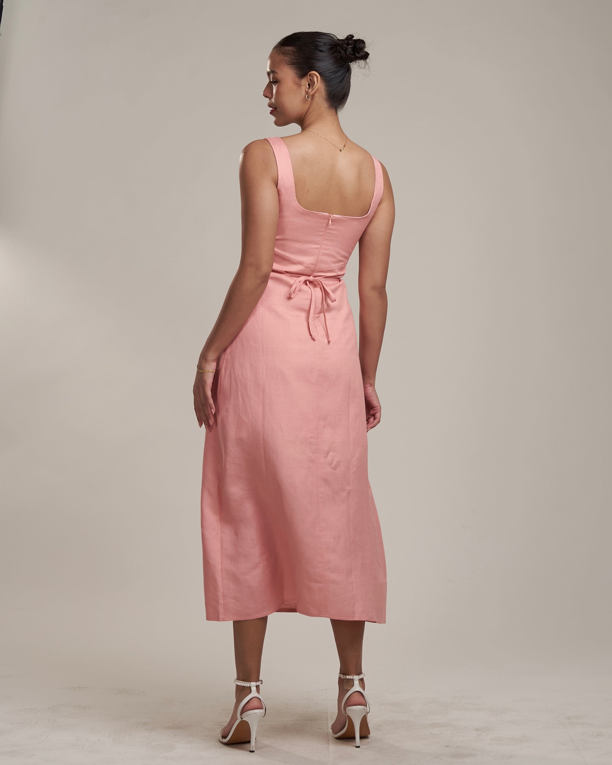 Daniella Linen Dress Peony