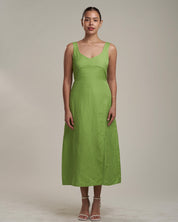 Daniella Linen Dress Fern