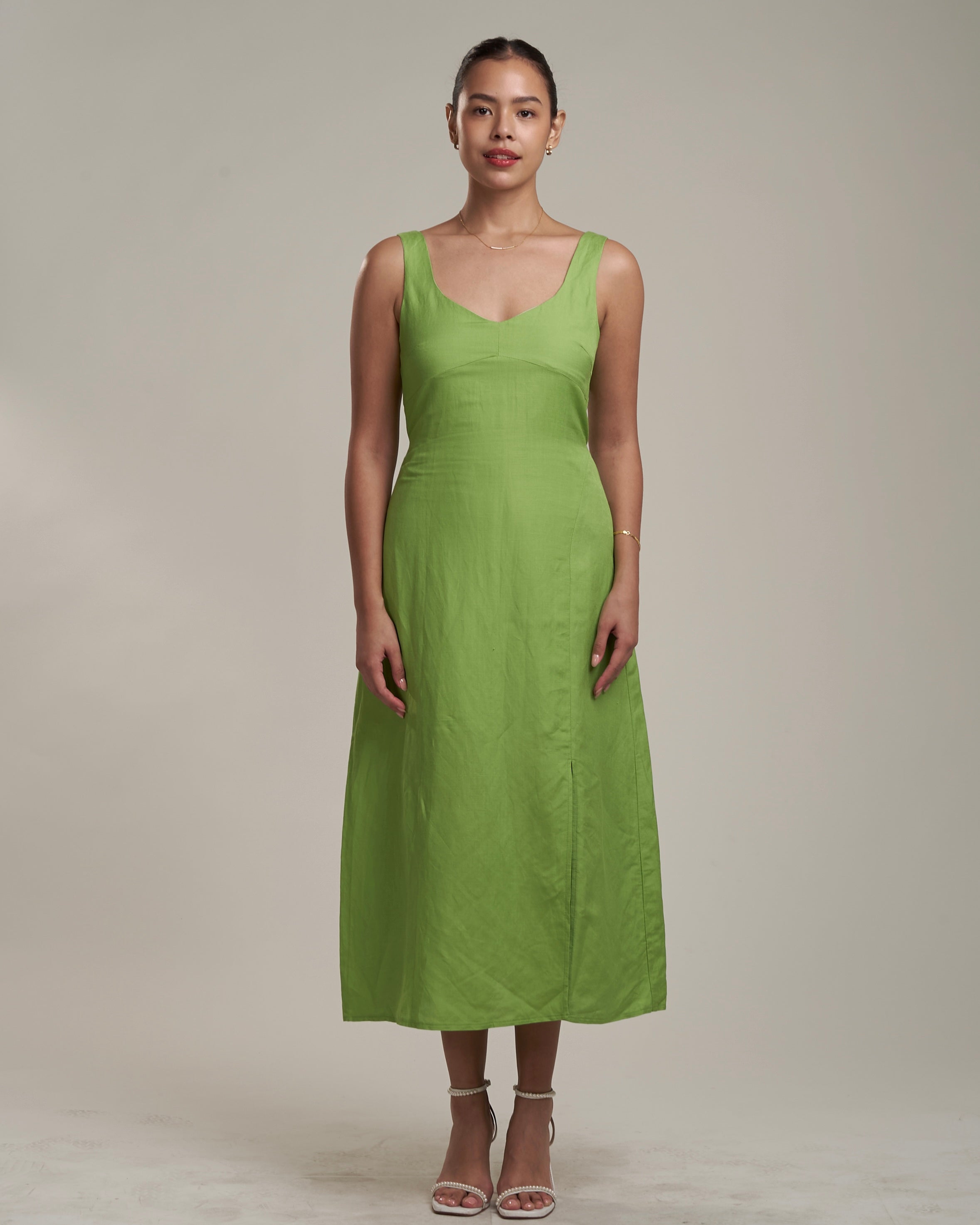 Daniella Linen Dress Fern