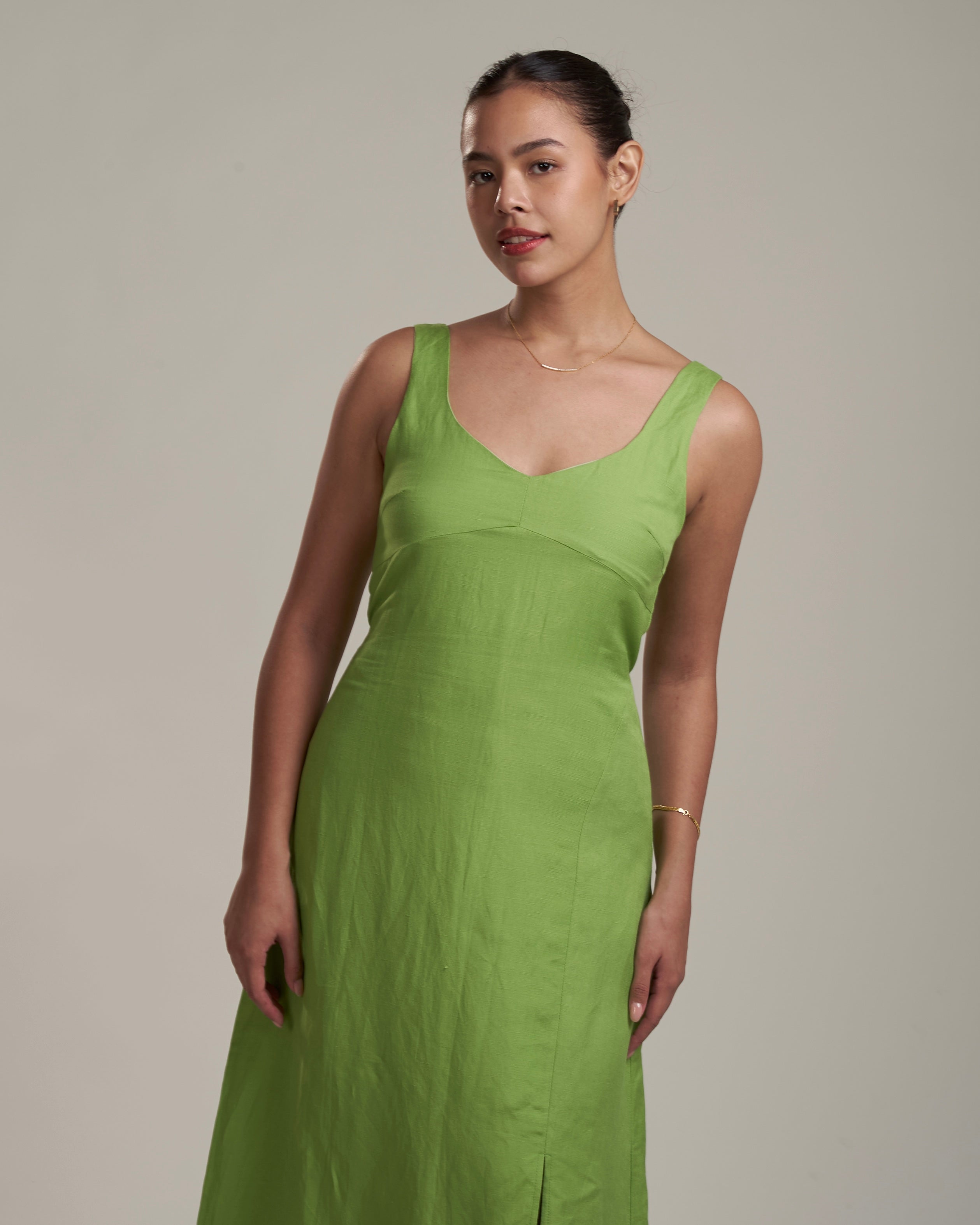 Daniella Linen Dress Fern