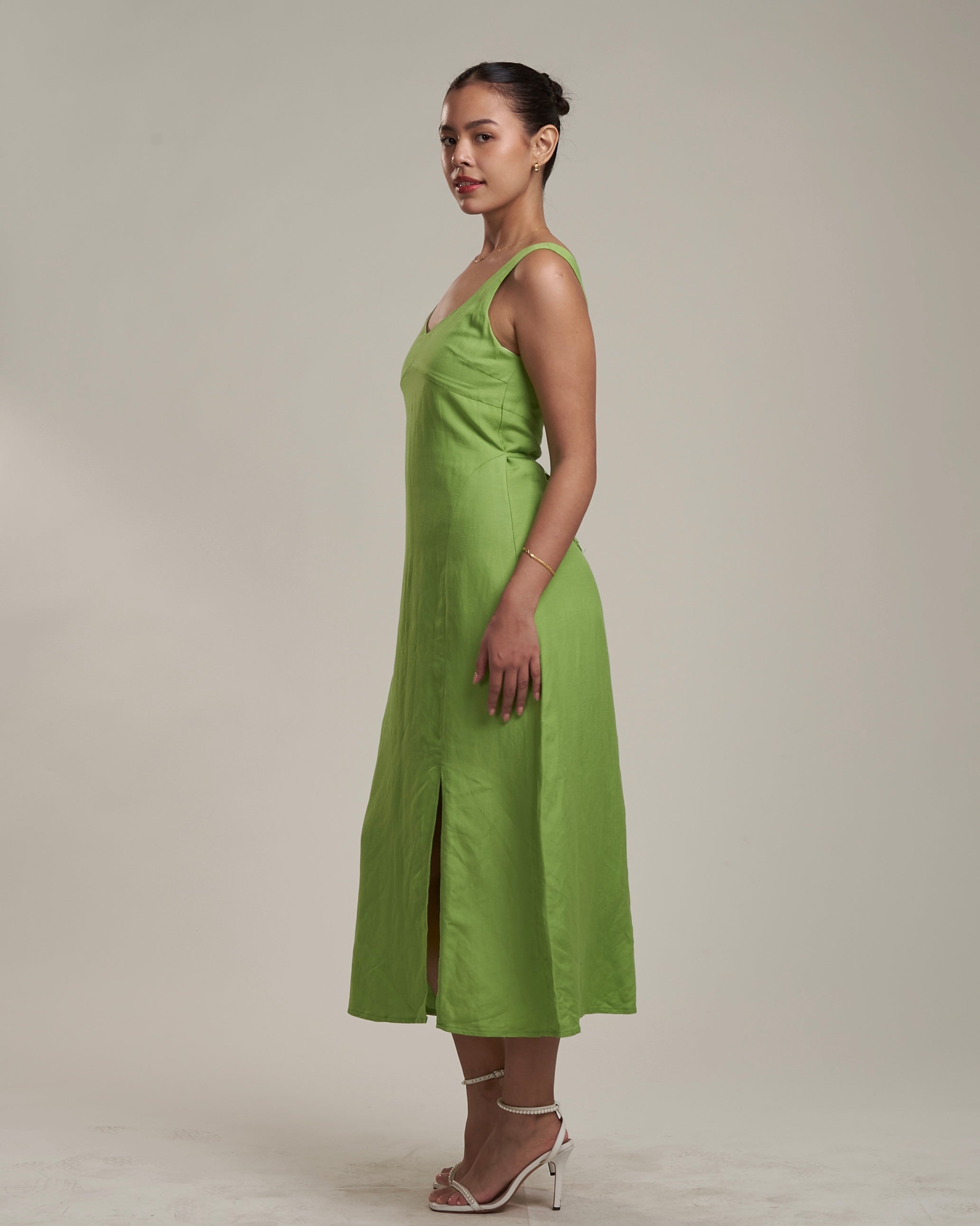 Daniella Linen Dress Fern
