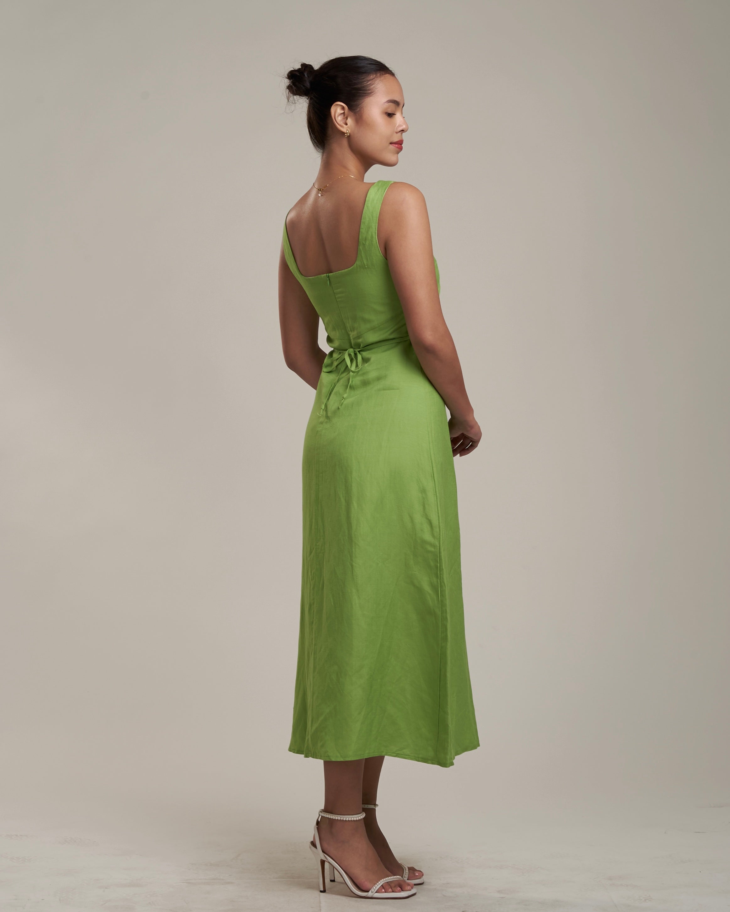 Daniella Linen Dress Fern