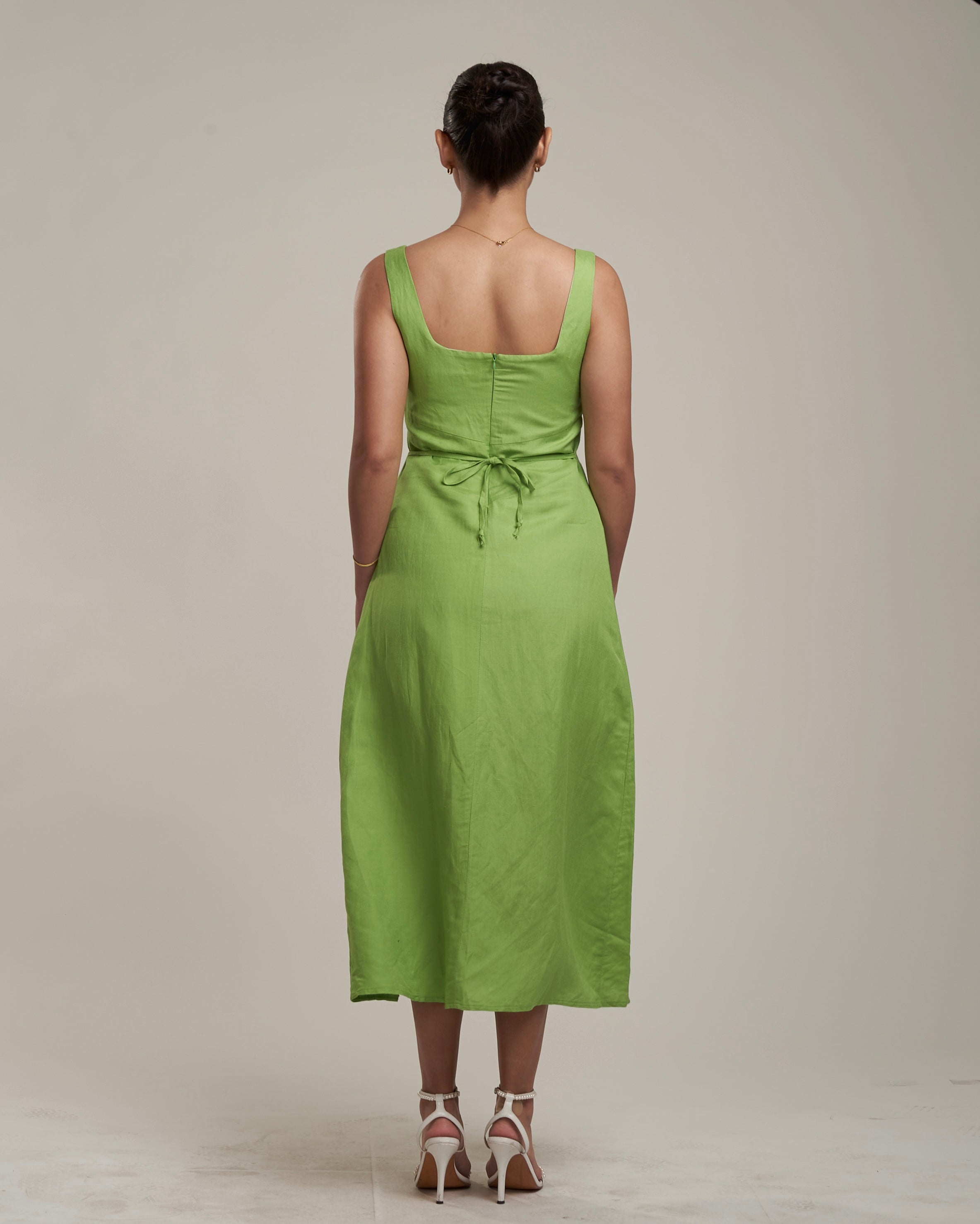 Daniella Linen Dress Fern