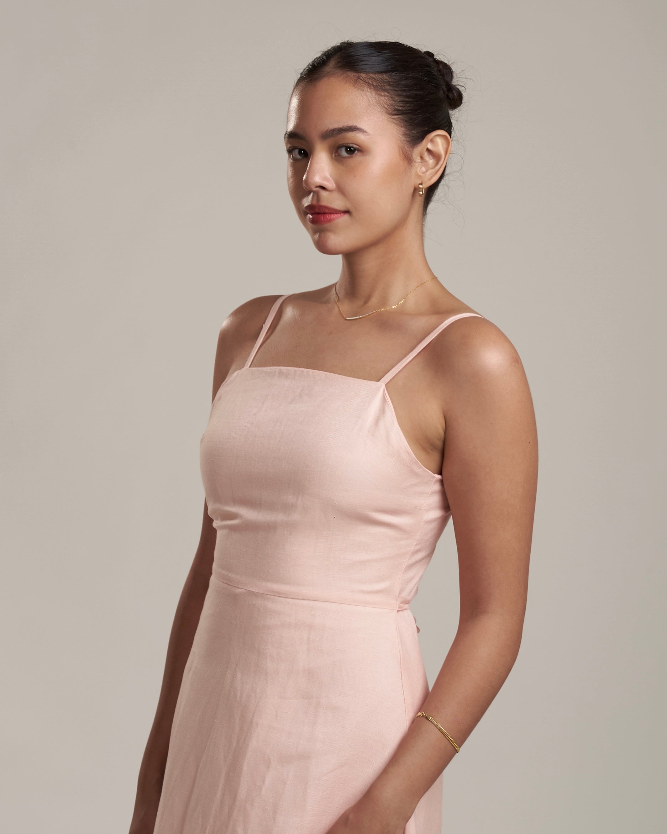 Gaia Linen Dress Blush
