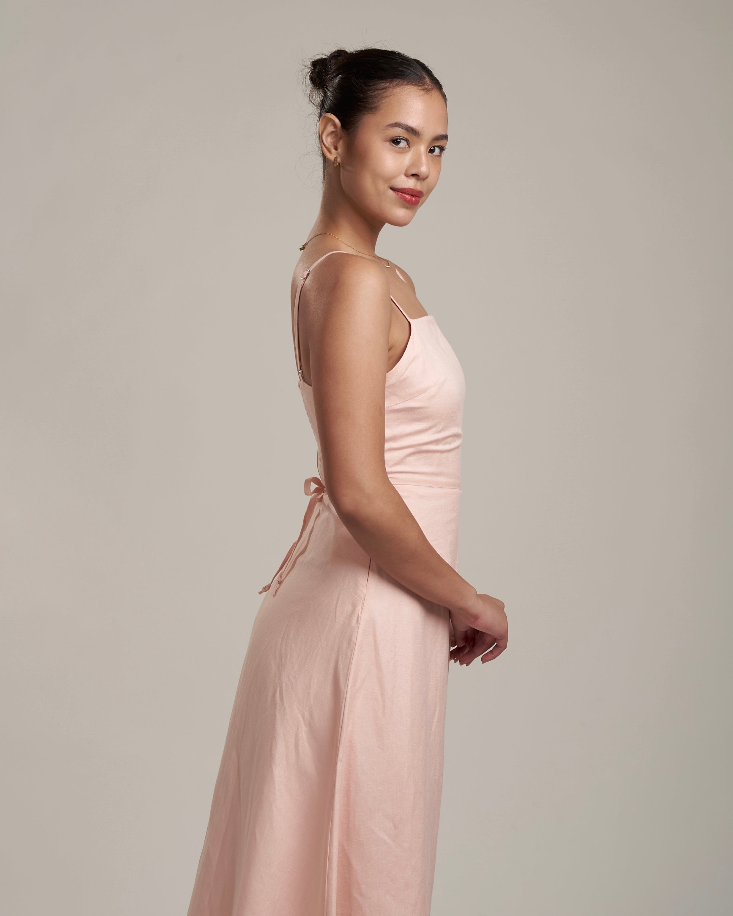 Gaia Linen Dress Blush